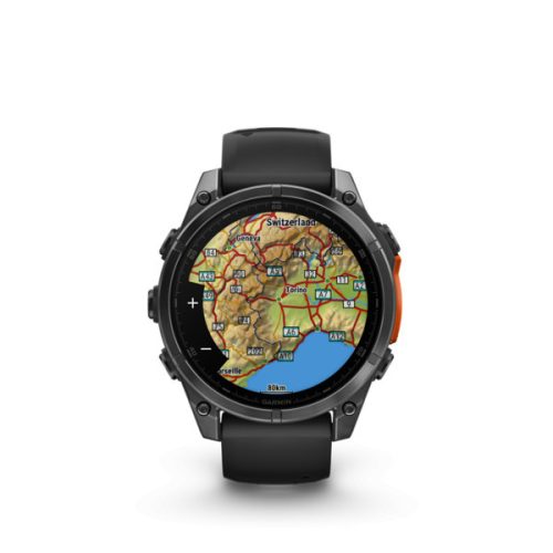 Garmin fenix 8 47mm AMOLED dunkelgrau mit schwarzem Silikonband (ED) Smartwatch
