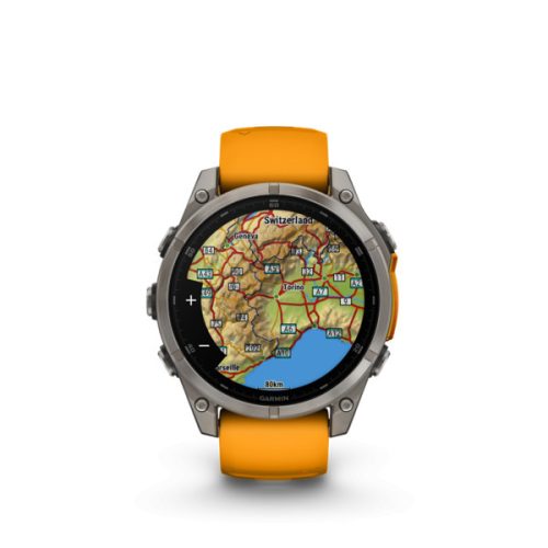 Garmin fenix 8 47mm AMOLED Sapphire, Titan, orange/graphit mit Silikonband (ED XD)