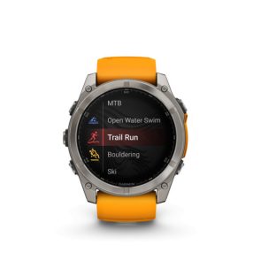   Garmin fenix 8 51mm AMOLED Sapphire, Titan, orange/graphit mit Silikonband (ED XD)