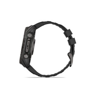   Garmin fenix 8 51mm AMOLED Sapphire, kohlenstoffgraues DLC-Titan, schwarz/dunkelgraues Silikonband (ED XD) Smartwatch