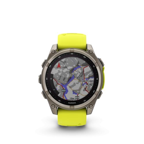 Garmin fenix 8 47mm SOLAR Sapphire, Titan, neongelb/graphit mit Silikonarmband (ED XD)