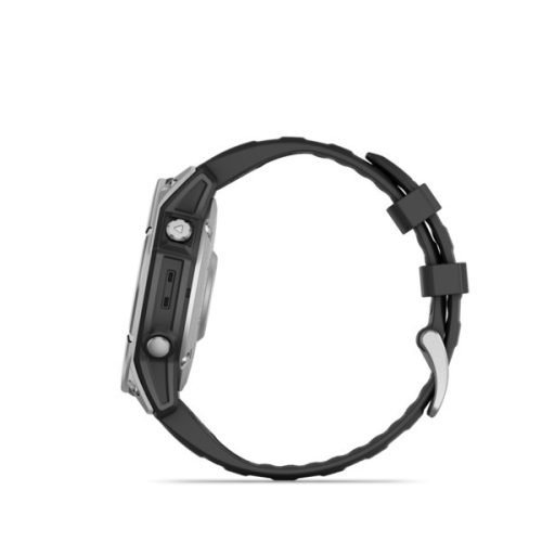 Garmin fenix E 47mm Stahl mit schwarzem Silikonband (ED) Smartwatch
