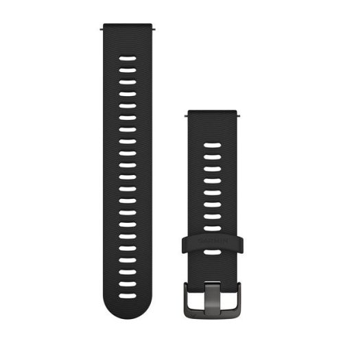 Uhrenarmband Garmin 20 mm schwarzes Silikon, graue Schließe (Quick Release) für Forerunner 645