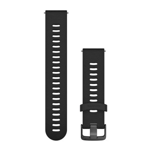 Uhrenarmband Garmin 20 mm schwarzes Silikon, graue Schließe (Quick Release) für Forerunner 645