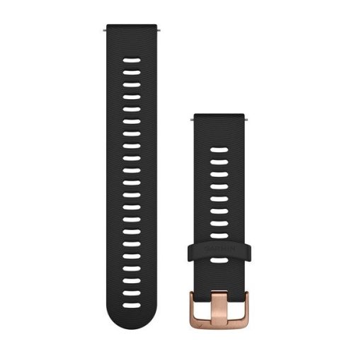 Uhrenarmband Garmin 20 mm schwarzes Silikon, Rose Gold Dornschließe (Quick Release) für Smartwatch