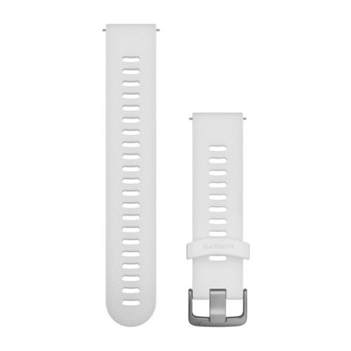 Uhrenarmband Garmin 20 mm weißes Silikon, Edelstahlschließe (Quick Release) für Forerunner 245