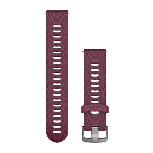 Uhrenarmband Garmin 20 mm beerenfarbenes Silikon, Dornschließe aus Edelstahl (Quick Release) für Forerunner 245