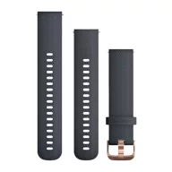   Uhrenarmband Garmin 20 mm Granitblau Silikon, Rose Gold Schnalle (Schnellverschluss) für Smartwatch