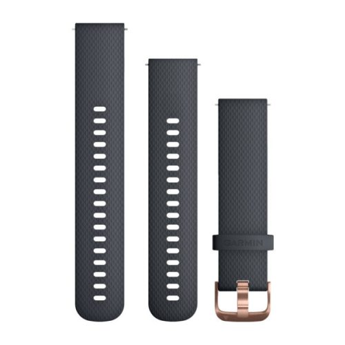 Uhrenarmband Garmin 20 mm Granitblau Silikon, Rose Gold Schnalle (Schnellverschluss) für Smartwatch