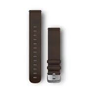   Uhrenarmband Garmin 20 mm dunkelbraunes Leder, silberne Schnalle (Quick Release) für Vivomove HR Uhr