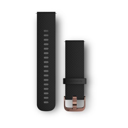Uhrenarmband Garmin 20 mm schwarz S/M Silikon, Dornschließe rosegold (Quick Release) für Vivomove HR Uhr