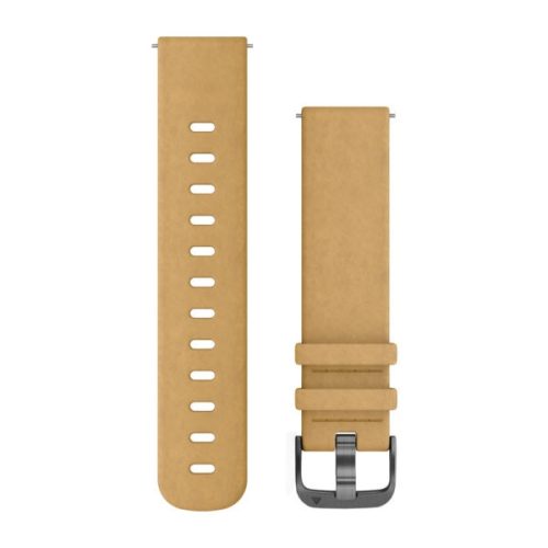 Uhrenarmband Garmin 20 mm schwarzes Leder, graue Dornschließe (Wildleder) (Quick Release) für Vivomove HR Watch