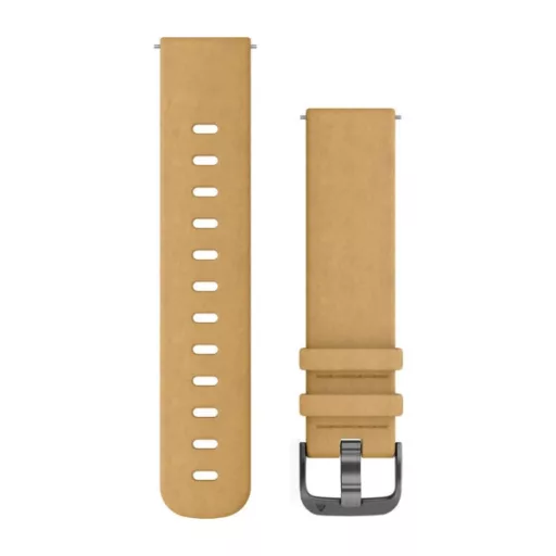 Uhrenarmband Garmin 20 mm schwarzes Leder, graue Dornschließe (Wildleder) (Quick Release) für Vivomove HR Watch