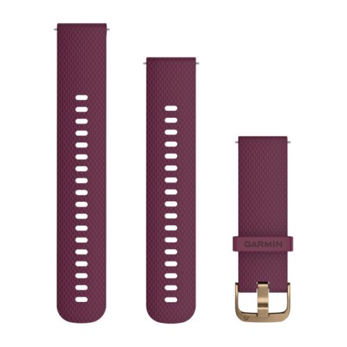 Uhrenarmband Garmin 20 mm beerenfarbenes Silikon, hellgoldene Schließe (Quick Release) für Vivomove HR Watch
