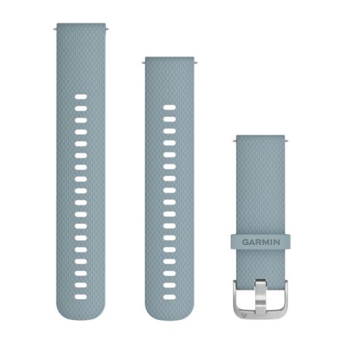 Uhrenarmband Garmin 20 mm meerblaues Silikon, silberne Schnalle (Quick Release) für Vivomove HR Uhr
