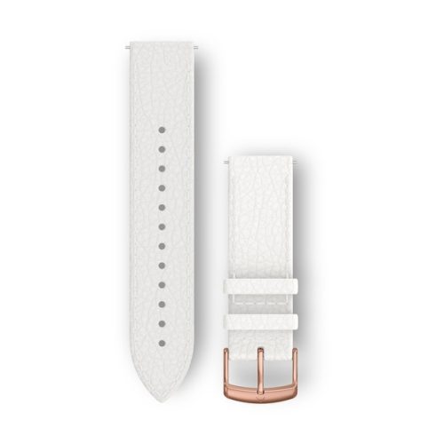Uhrenarmband Garmin 20 mm weißes Leder, Dornschließe Rose Gold (Quick Release) für Vivomove HR Uhr
