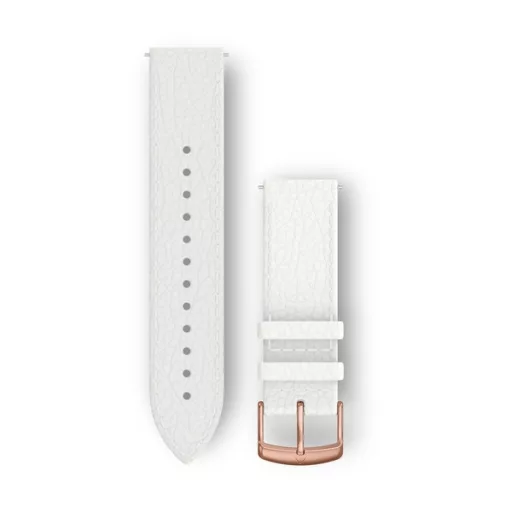 Uhrenarmband Garmin 20 mm weißes Leder, Dornschließe Rose Gold (Quick Release) für Vivomove HR Uhr