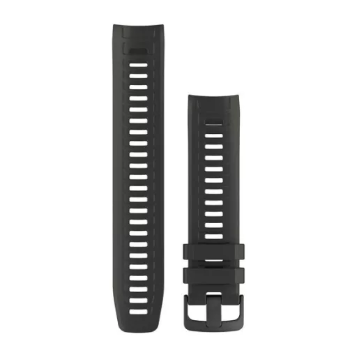 Uhrenarmband Garmin Instinct graphitfarbenes Silikon, schwarze Schließe für Smartwatch