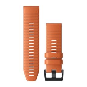   Uhrenarmband Garmin 26 mm orange Silikon, schwarze Schließe (QuickFit) für Fenix 6X