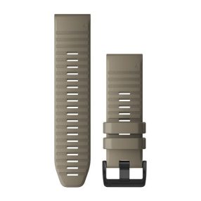   Uhrenarmband Garmin 26 mm dunkelsandsteinfarbenes Silikon, schwarze Schnalle (QuickFit) für Fenix 6X