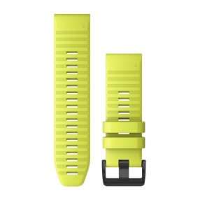   Uhrenarmband Garmin 26 mm gelbes Silikon, schwarze Schließe (QuickFit) für Fenix 6X