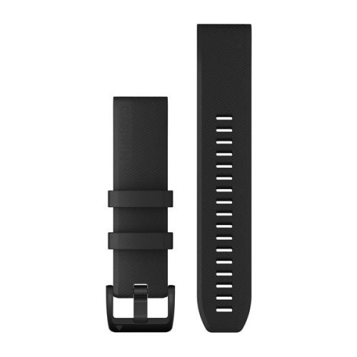 Uhrenarmband Garmin 22 mm schwarzes Silikon, schwarze Edelstahlschließe (QuickFit) für Approach S62