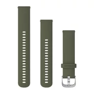   Uhrenarmband Garmin 20 mm moosgrünes Silikon, silberne Dornschließe (Quick Release) für Vivomove 3 Watch