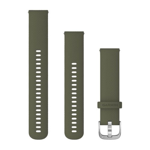 Uhrenarmband Garmin 20 mm moosgrünes Silikon, silberne Dornschließe (Quick Release) für Vivomove 3 Watch