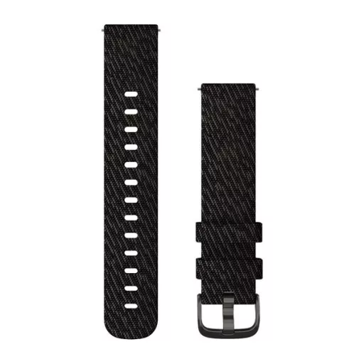 Uhrenarmband Garmin 20 mm schwarzes Nylon, graue Schnalle (Quick Release) für Vivomove 3 Watch