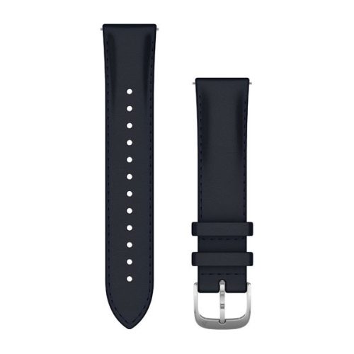 Uhrenarmband Garmin 20 mm dunkelblaues Leder, silberne Schnalle (Quick Release) für Vivomove 3 125-190 mm