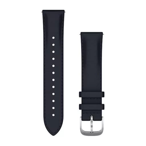 Uhrenarmband Garmin 20 mm dunkelblaues Leder, silberne Schnalle (Quick Release) für Vivomove 3 125-190 mm