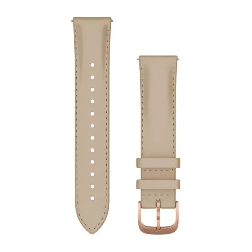 Uhrenarmband Garmin 20 mm helles sandfarbenes Leder, 18K RoseGold PVD Schließe (Quick Release) für Vivomove 3 Uhr