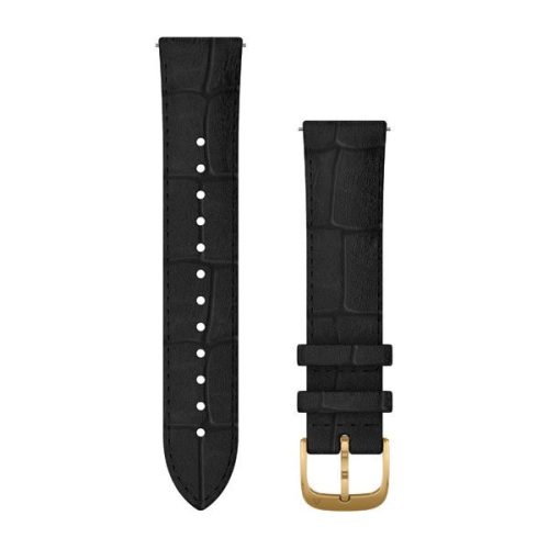 Uhrenarmband Garmin 20 mm schwarzes Leder, 24K gold PVD Schnalle (Quick Release) für Vivomove 3 Watch