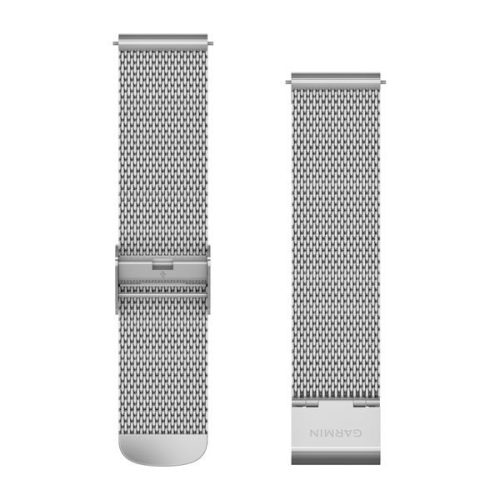 Uhrenarmband Garmin 20 mm silber Metall, Milanese, silberne Dornschließe (Quick Release) für Vivomove 3 125-197mm
