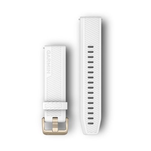 Uhrenarmband Garmin 20 mm weißes Silikon, hellgoldene Schließe (Quick Release) für Approach S40