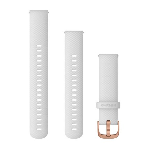 Uhrenarmband Garmin 18 mm weißes Silikon, Dornschließe Rose Gold (Quick Release) für Vívoactive 4S 110-195 mm
