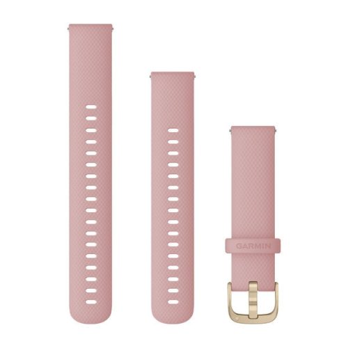 Uhrenarmband Garmin 18 mm rosa Silikon, hellgoldene Schließe (Quick Release) für vívoactive 4S 110-195 mm