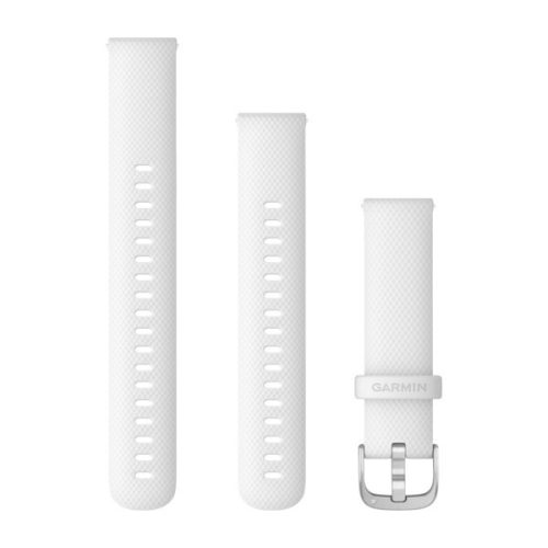 Uhrenarmband Garmin 18 mm weißes Silikon, silberne Dornschließe (Quick Release) für Venu 2S 110-195 mm