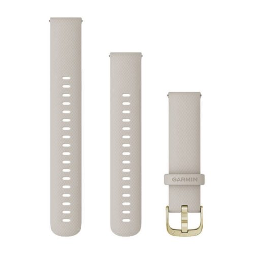 Uhrenarmband Garmin 18 mm hellsandfarbenes Silikon, hellgoldene Dornschließe (Quick Release) für Venu 2S 110-195 mm
