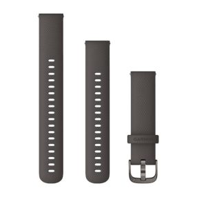   Uhrenarmband Garmin 18 mm dunkelgrau Silikon, graue Dornschließe (Quick Release) für Venu 2S 110-195 mm