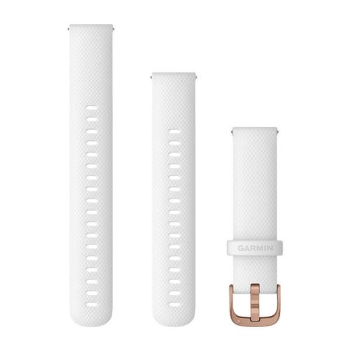Uhrenarmband Garmin 18 mm weißes Silikon, Rose Gold Dornschließe (Quick Release) für Venu 2S 110-195 mm