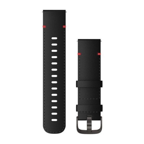 Uhrenarmband Garmin 22 mm schwarzes Leder, graue Schnalle (Quick Release) für Vívoactive 4 130-200 mm