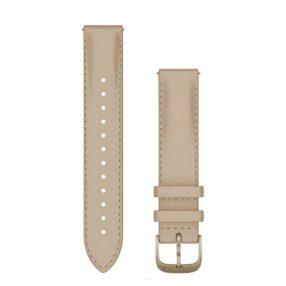   Uhrenarmband Garmin 18 mm helles sandfarbenes Leder, creme-goldene Dornschließe (Quick Release) für Smartwatch
