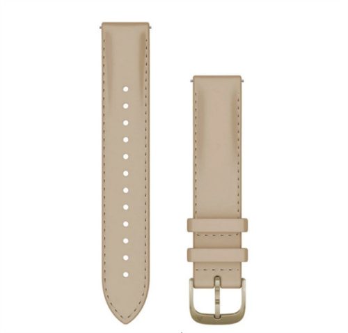 Uhrenarmband Garmin 18 mm helles sandfarbenes Leder, creme-goldene Dornschließe (Quick Release) für Smartwatch