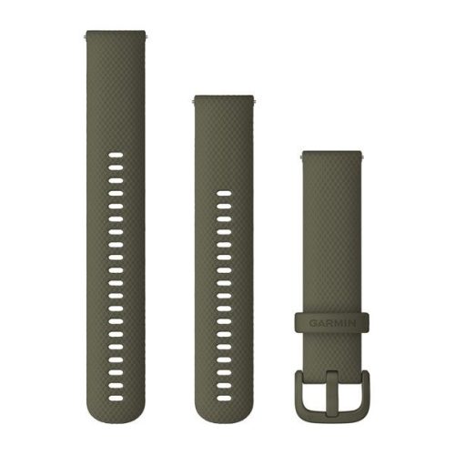 Uhrenarmband Garmin 20 mm moosgrünes Silikon, moosgrüne Schließe (Quick Release) für Smartwatch