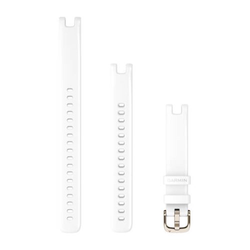 Uhrenarmband Garmin Lily 14 mm weißes Silikon, creme-goldene Schließe für Lily (110-195mm)