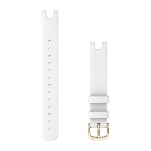 Uhrenarmband Garmin Lily 14 mm weißes italienisches Leder, Goldschließe für Lily (110-175mm)