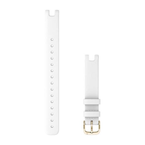 Uhrenarmband Garmin Lily 14 mm weißes italienisches Leder (groß), cremefarbene Goldschließe für Lily (120-195mm)
