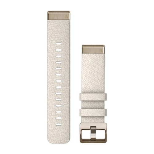 Garmin 20 mm Uhrenarmband aus cremefarbenem Nylon mit cremefarbener Goldschließe (QuickFit) (Fenix 7S)