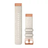   Uhrenarmband Garmin 20 mm cremefarbenes Nylon mit roségoldener Schließe (QuickFit) (Fenix 7S) für Smartwatch
